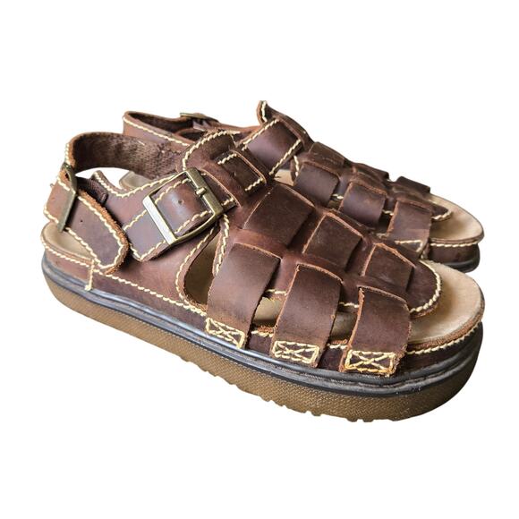 Men's Fisherman Outdoor Hiking Brown Buckle Chunky Platform Y2K Style Sandal 8 - Picture 1 of 14